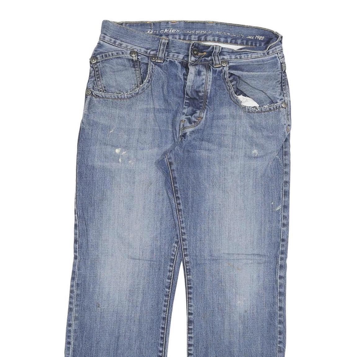 DICKIES Mens Jeans Blue Regular Straight Denim Light W30 L29 Zip Cotton Blend