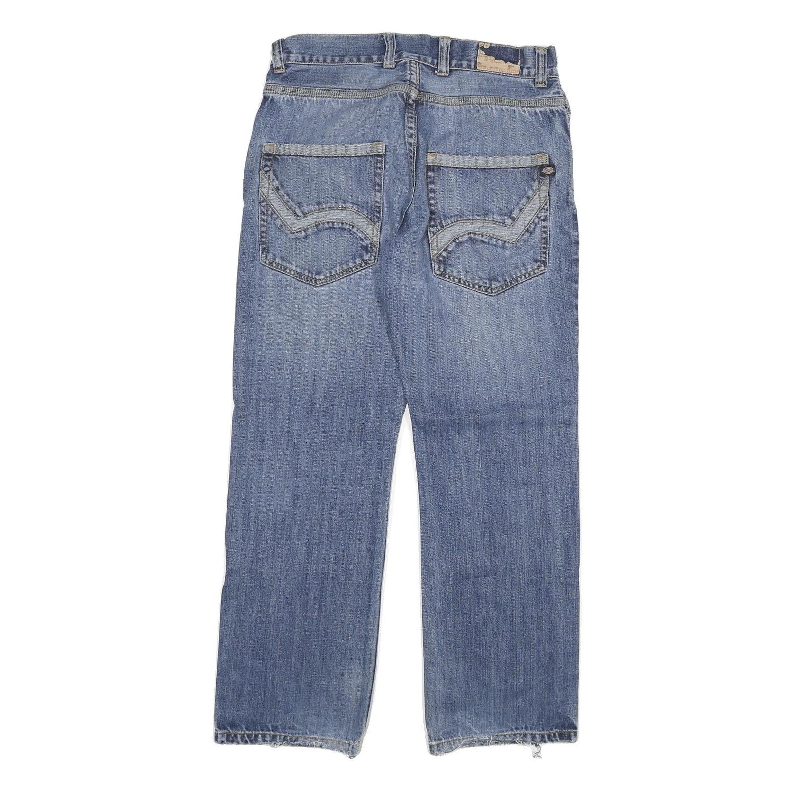 DICKIES Mens Jeans Blue Regular Straight Denim Light W30 L29 Zip Cotton Blend