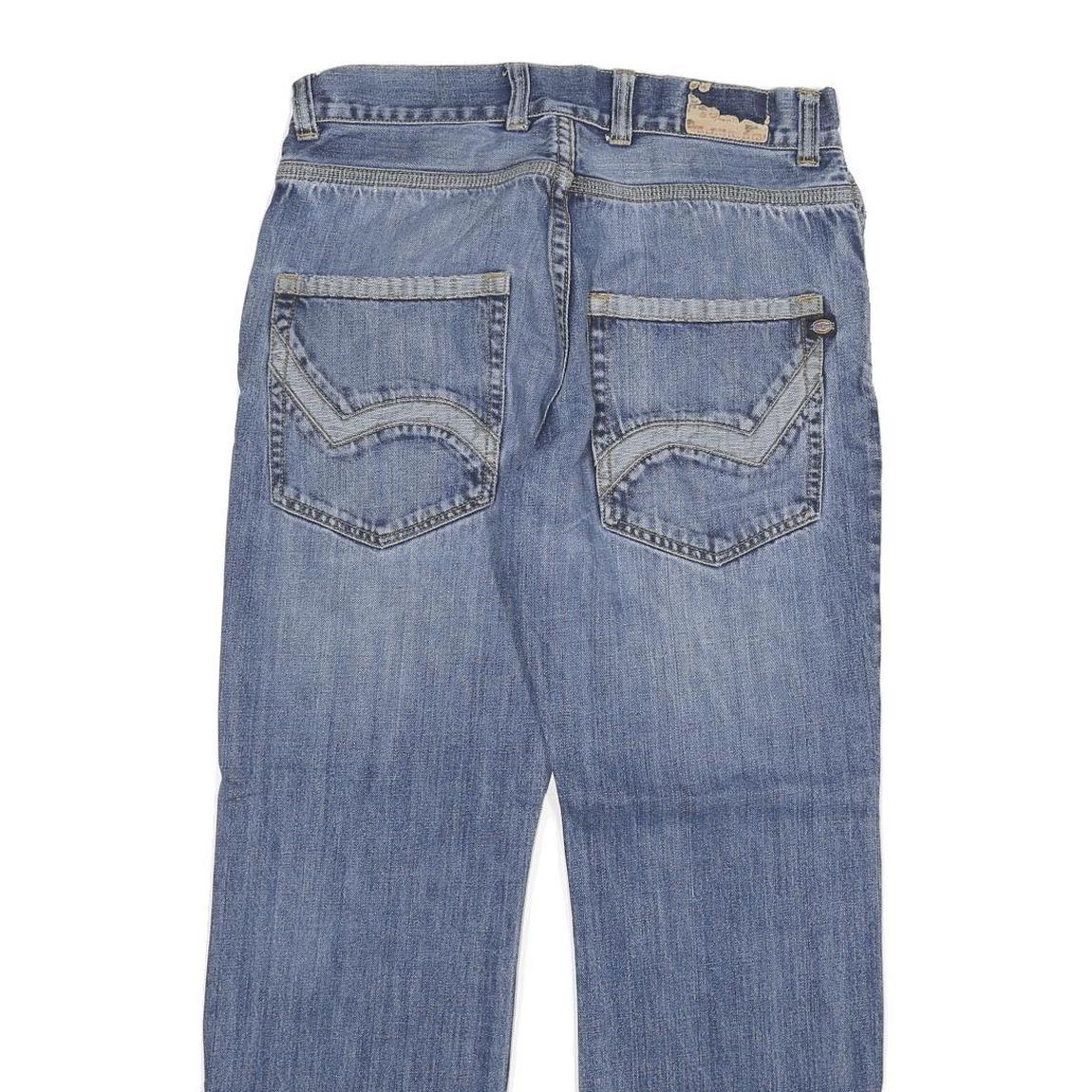 DICKIES Mens Jeans Blue Regular Straight Denim Light W30 L29 Zip Cotton Blend