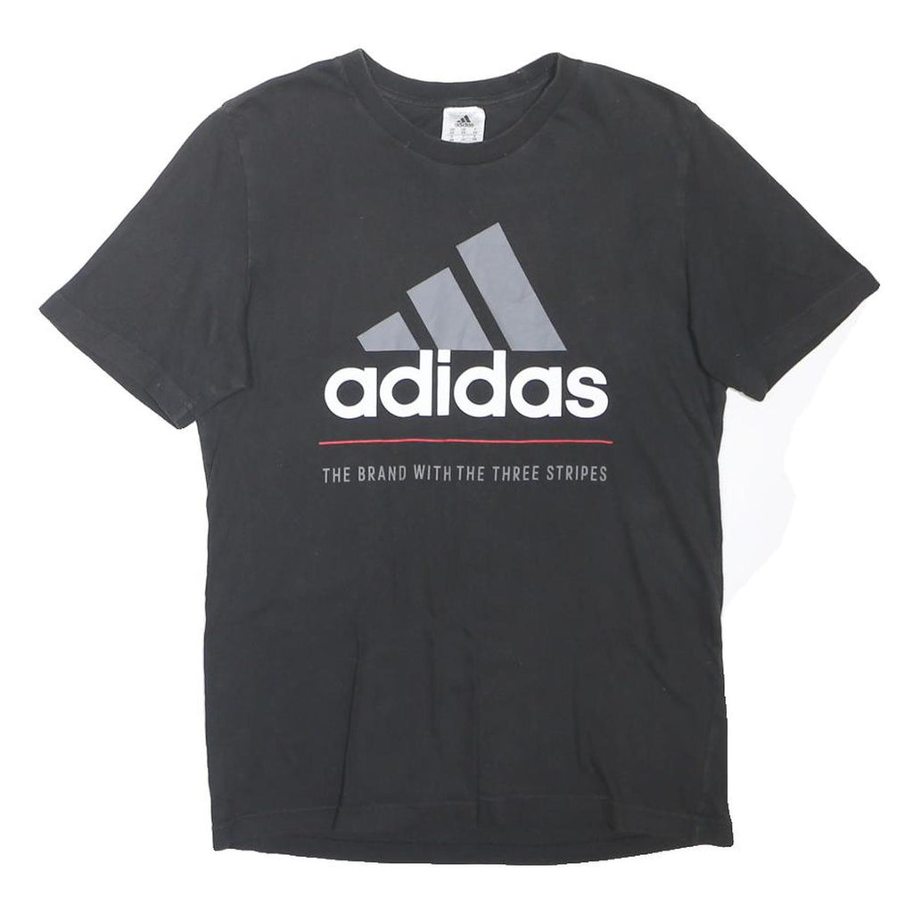 ADIDAS Mens Black Cotton Blend Graphic T-Shirt XS Short Sleeve Crew Neck Logo