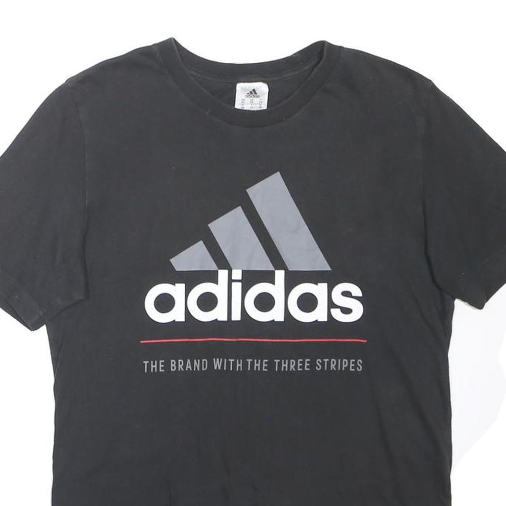 ADIDAS Mens Black Cotton Blend Graphic T-Shirt XS Short Sleeve Crew Neck Logo