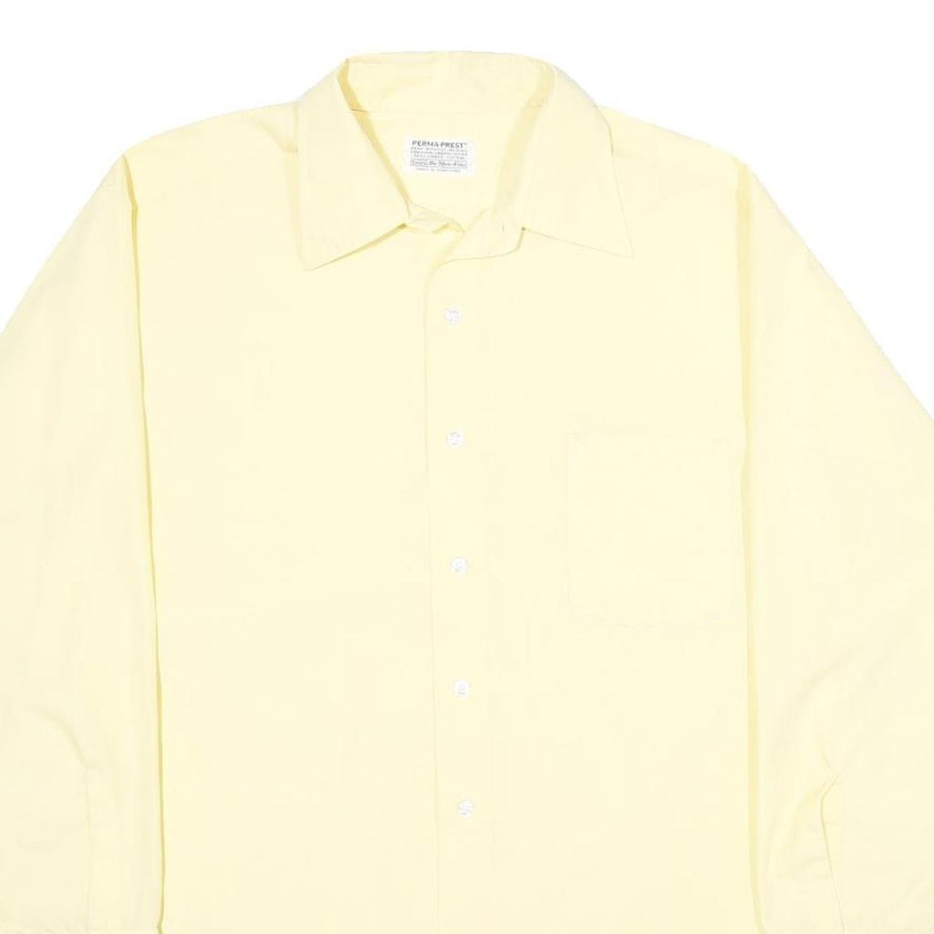 SEARS Mens Yellow Long Sleeve Shirt L Polyester Blend Classic Collar Casual