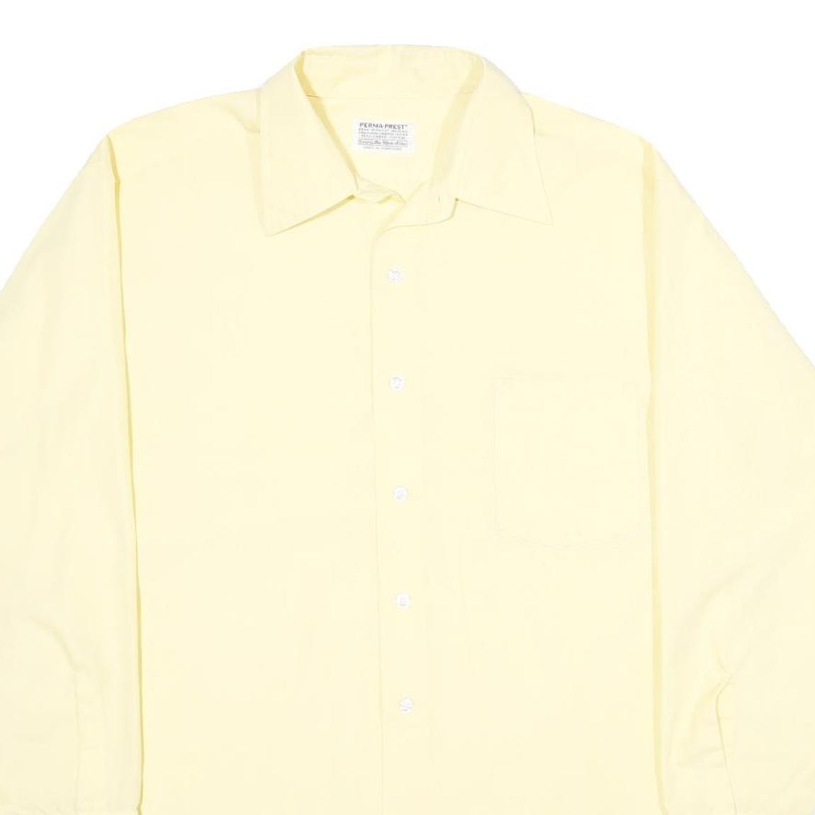 SEARS Mens Yellow Long Sleeve Shirt L Polyester Blend Classic Collar Casual