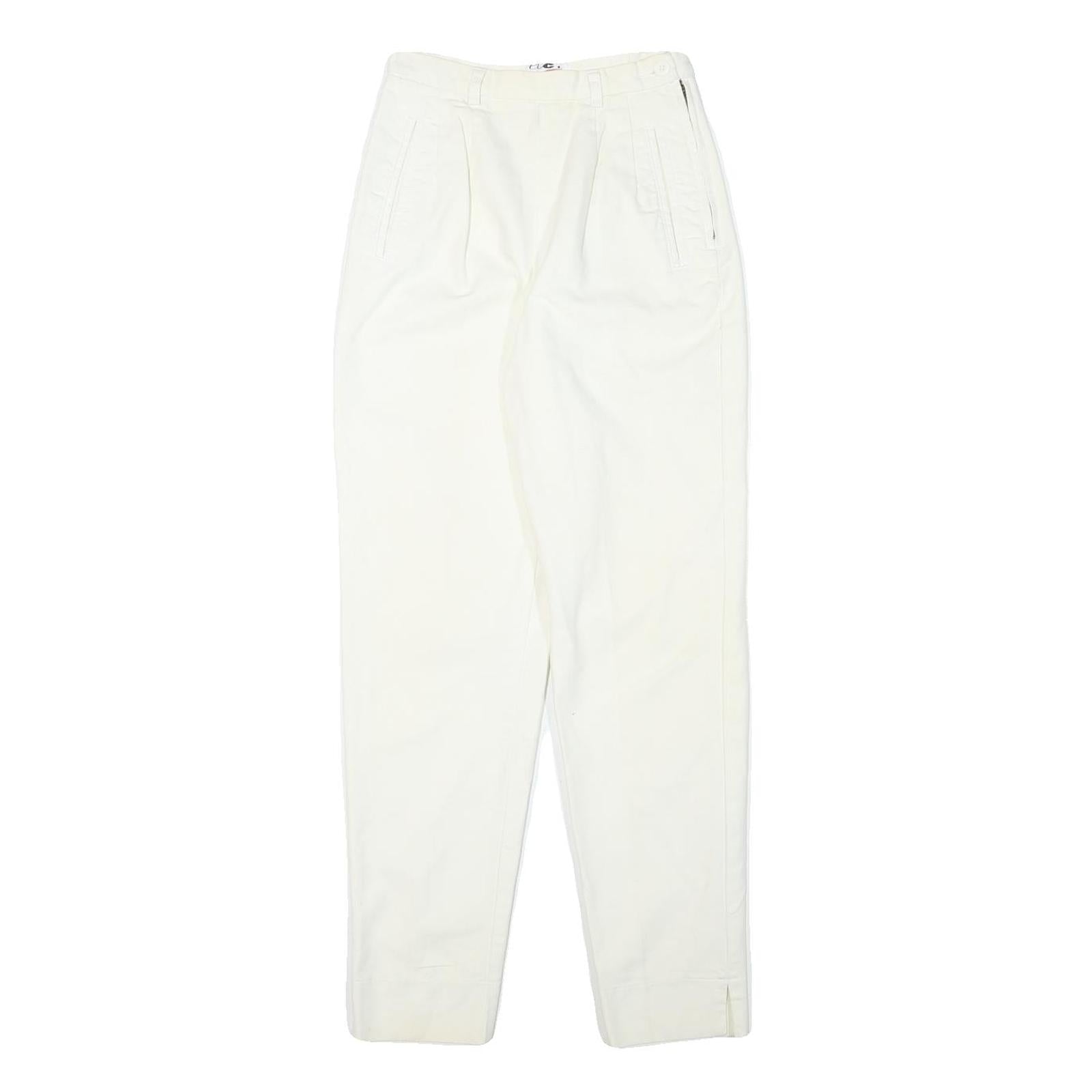 ETC Womens Cotton Blend White Slim Tapered Trousers W22 L28 Stylish Comfortable