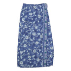 REQUIREMENTS Womens Blue Floral Midi Cotton Blend Pencil Skirt S Elegant Vintage