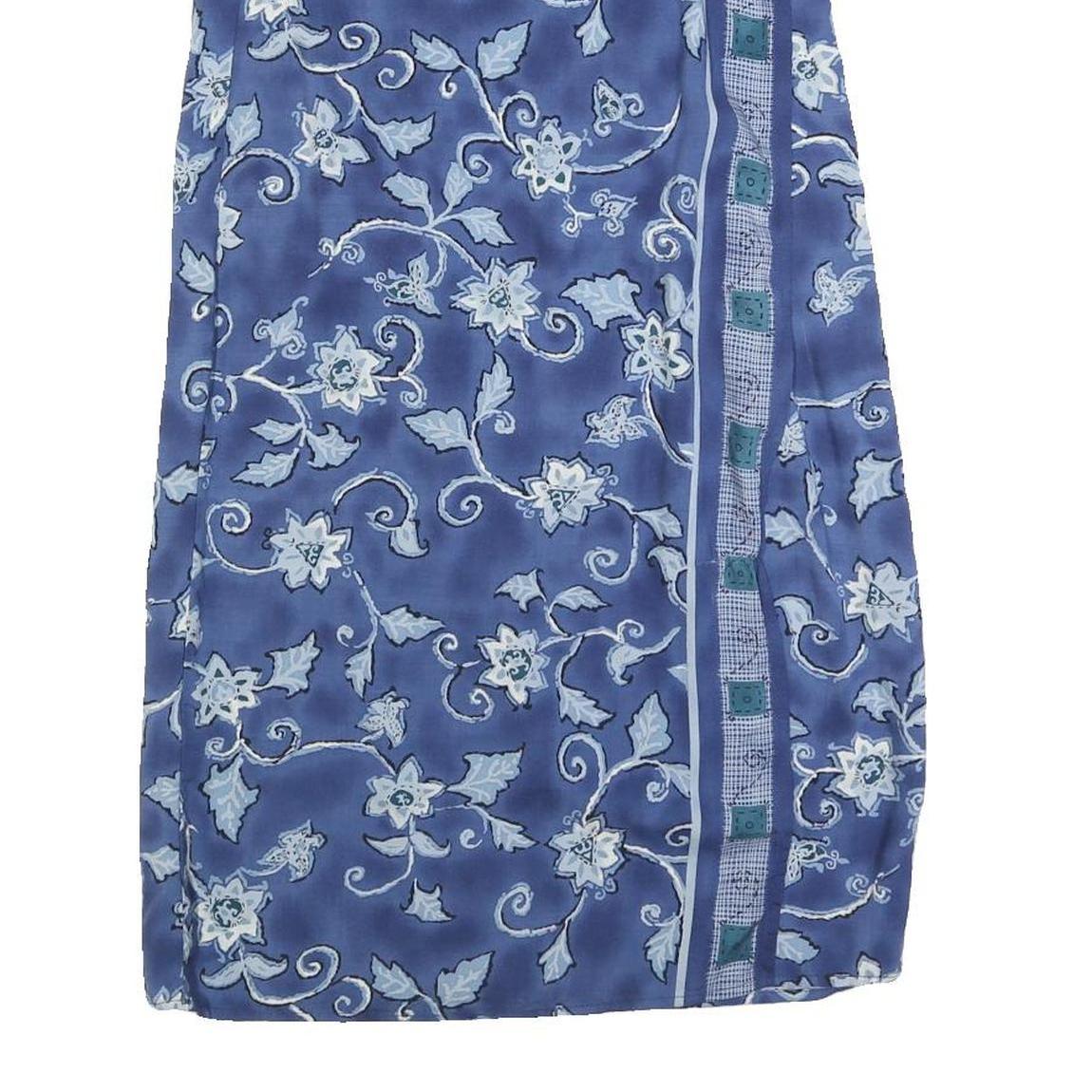 REQUIREMENTS Womens Blue Floral Midi Cotton Blend Pencil Skirt S Elegant Vintage