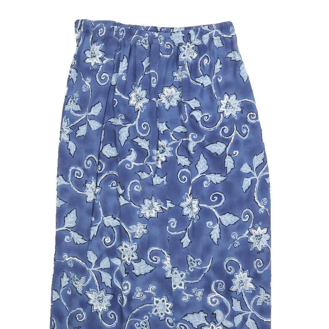 REQUIREMENTS Womens Blue Floral Midi Cotton Blend Pencil Skirt S Elegant Vintage