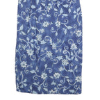 REQUIREMENTS Womens Blue Floral Midi Cotton Blend Pencil Skirt S Elegant Vintage