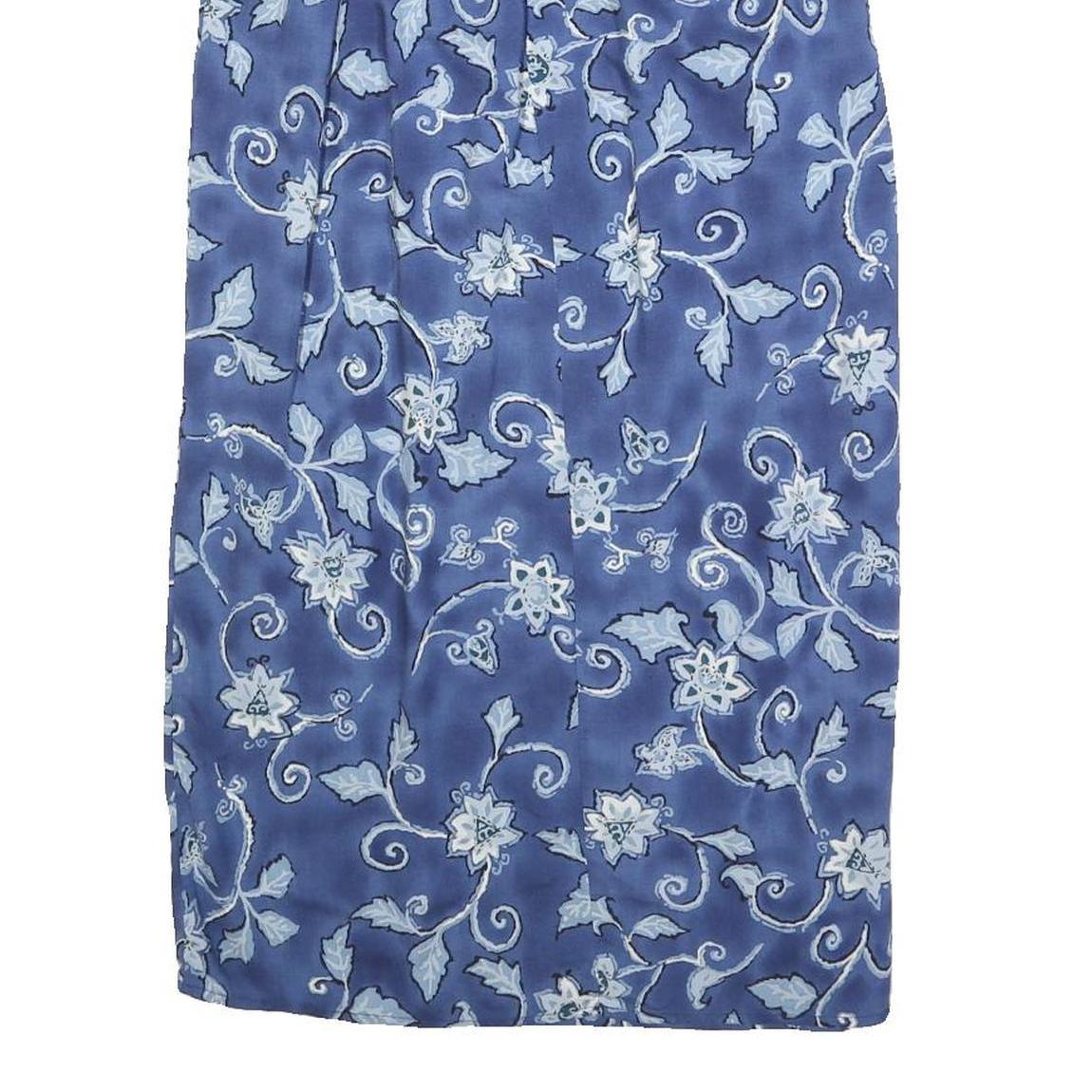 REQUIREMENTS Womens Blue Floral Midi Cotton Blend Pencil Skirt S Elegant Vintage