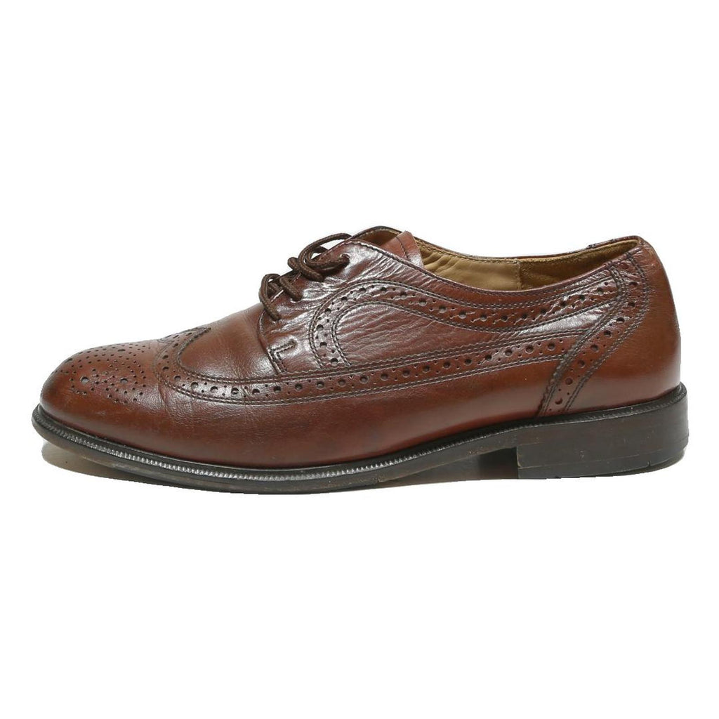 GALLUS Mens Brogue Leather Shoes Brown UK 8.5 Classic Lace-Up Dress Formal