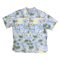 ROYAL CREATIONS Mens Blue Hawaiian Shirt XL Cotton Tropical Print Summer Casual