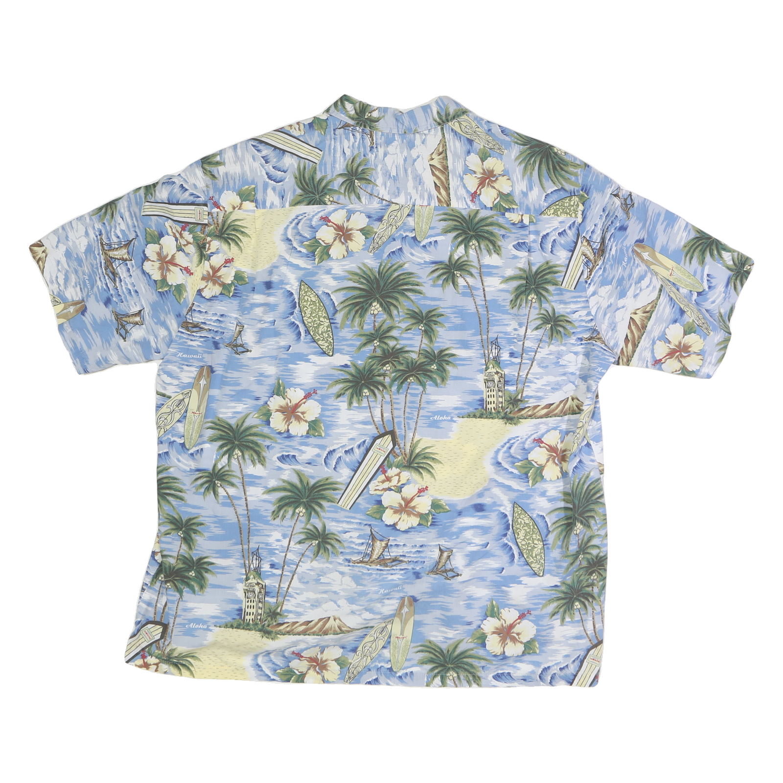 ROYAL CREATIONS Mens Blue Hawaiian Shirt XL Cotton Tropical Print Summer Casual