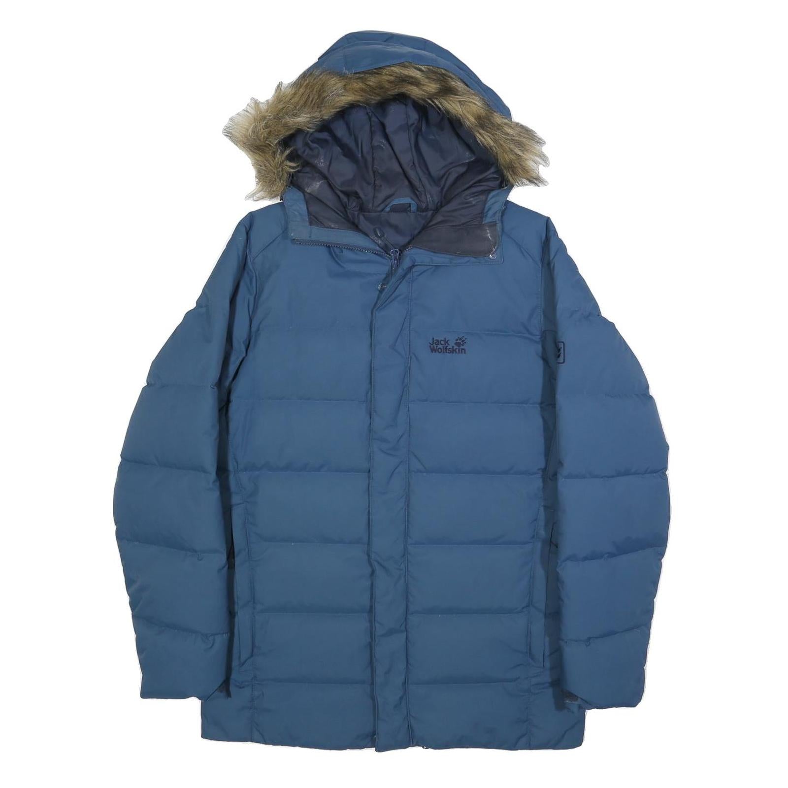JACK WOLFSKIN Mens Blue Jacket S Polyamide Puffer Warm Hooded Winter Outdoor