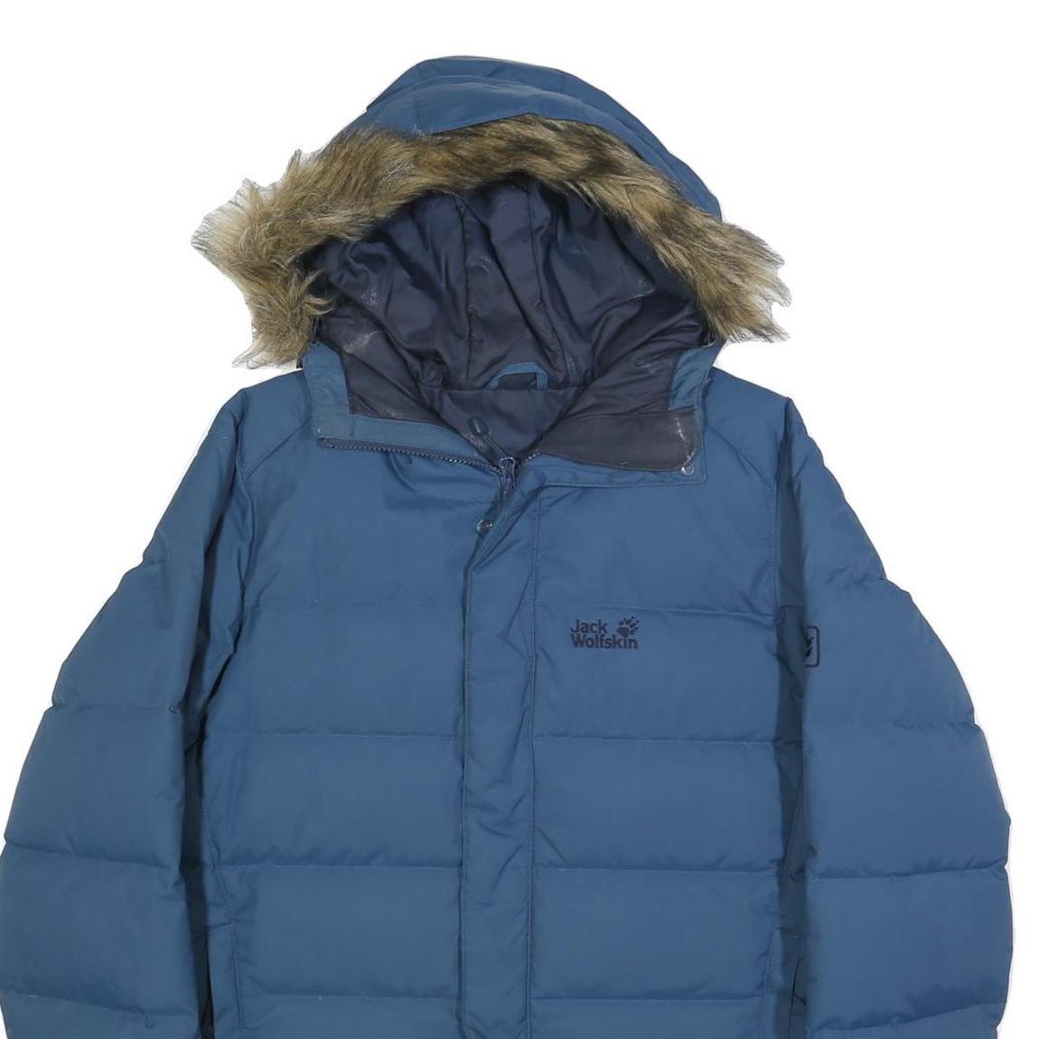 JACK WOLFSKIN Mens Blue Jacket S Polyamide Puffer Warm Hooded Winter Outdoor