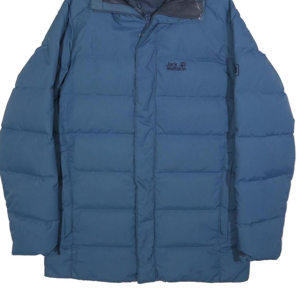 JACK WOLFSKIN Mens Blue Jacket S Polyamide Puffer Warm Hooded Winter Outdoor