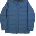 JACK WOLFSKIN Mens Blue Jacket S Polyamide Puffer Warm Hooded Winter Outdoor