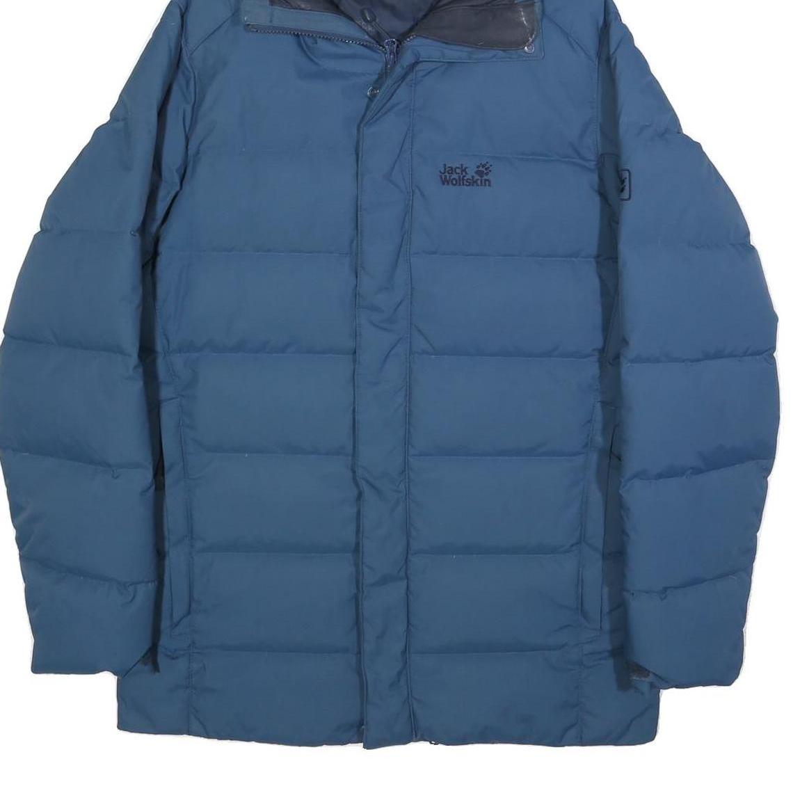 JACK WOLFSKIN Mens Blue Jacket S Polyamide Puffer Warm Hooded Winter Outdoor