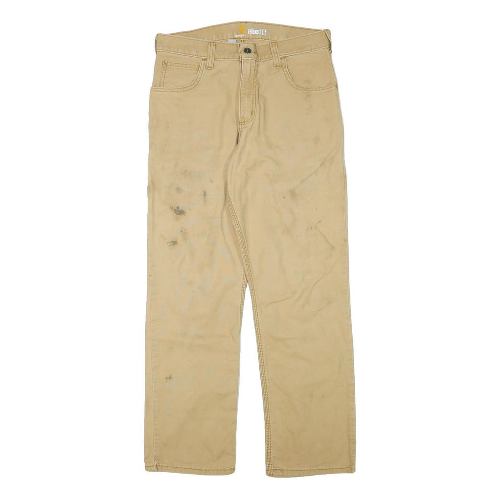 CARHARTT Mens Cotton Blend Beige Relaxed Straight Trousers W30 L30 Workwear