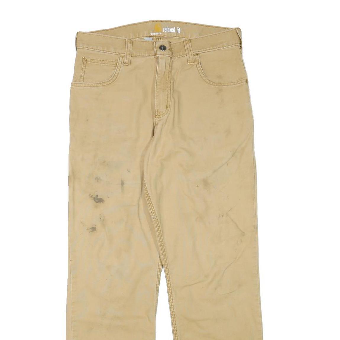 CARHARTT Mens Cotton Blend Beige Relaxed Straight Trousers W30 L30 Workwear
