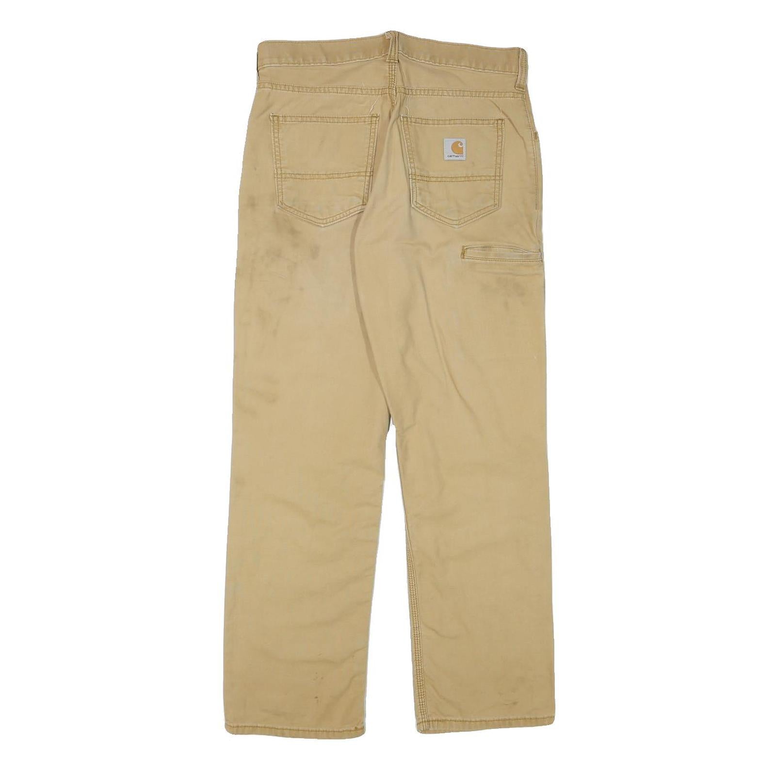 CARHARTT Mens Cotton Blend Beige Relaxed Straight Trousers W30 L30 Workwear