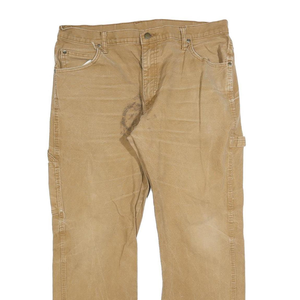 DICKIES Mens Jeans Regular Straight Denim Beige W36 L30 Workwear Zip Closure