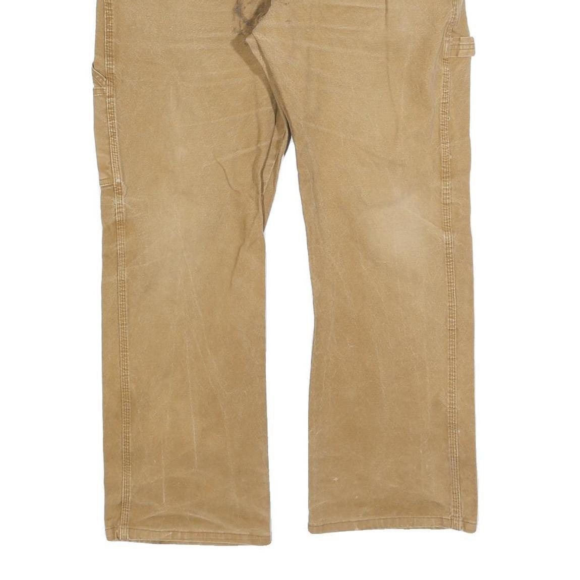 DICKIES Mens Jeans Regular Straight Denim Beige W36 L30 Workwear Zip Closure