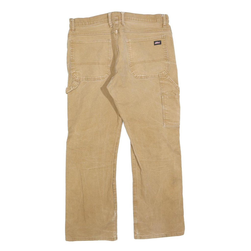 DICKIES Mens Jeans Regular Straight Denim Beige W36 L30 Workwear Zip Closure