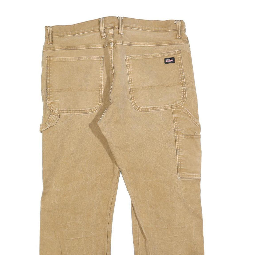 DICKIES Mens Jeans Regular Straight Denim Beige W36 L30 Workwear Zip Closure