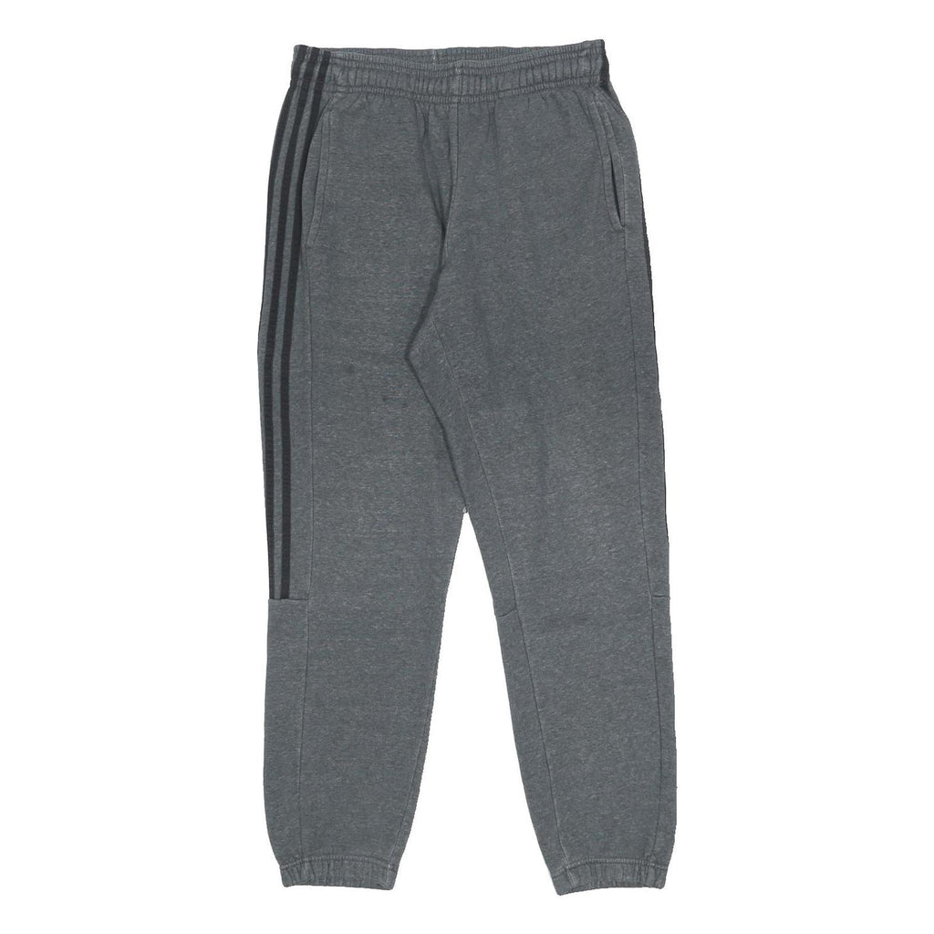 ADIDAS Mens Joggers Grey & Black Regular Tapered M W30 L30 Cotton Blend Logo