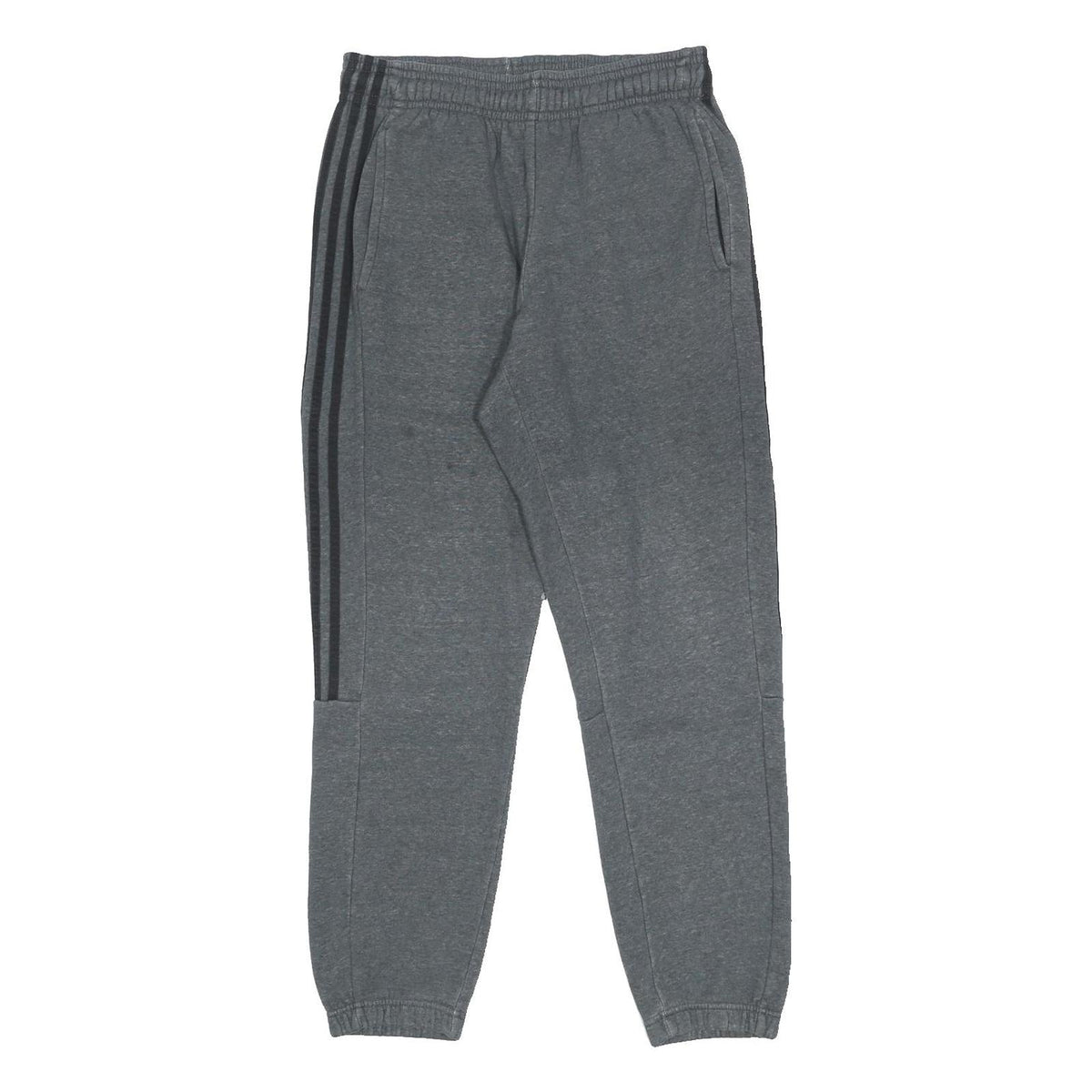 ADIDAS Mens Joggers Grey & Black Regular Tapered M W30 L30 Cotton Blend Logo