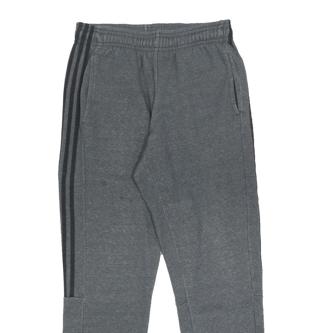ADIDAS Mens Joggers Grey & Black Regular Tapered M W30 L30 Cotton Blend Logo