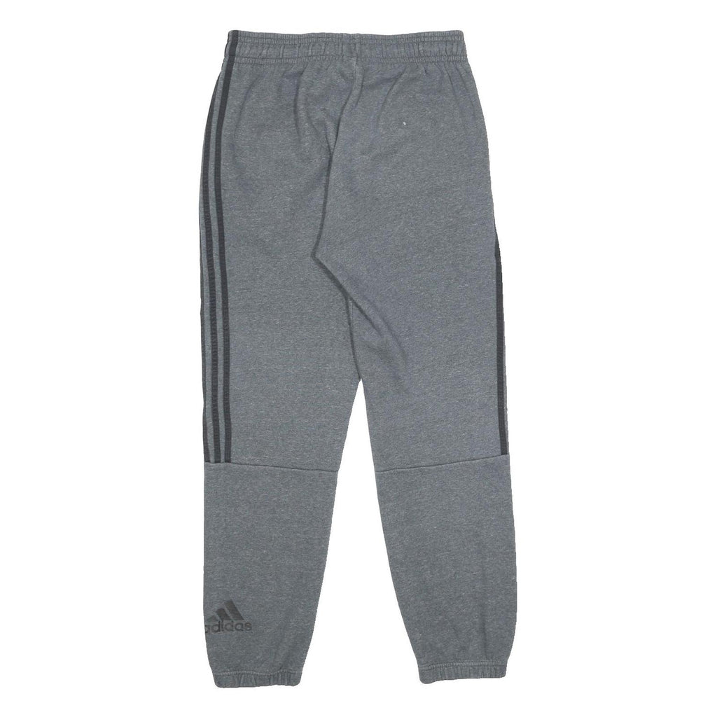 ADIDAS Mens Joggers Grey & Black Regular Tapered M W30 L30 Cotton Blend Logo