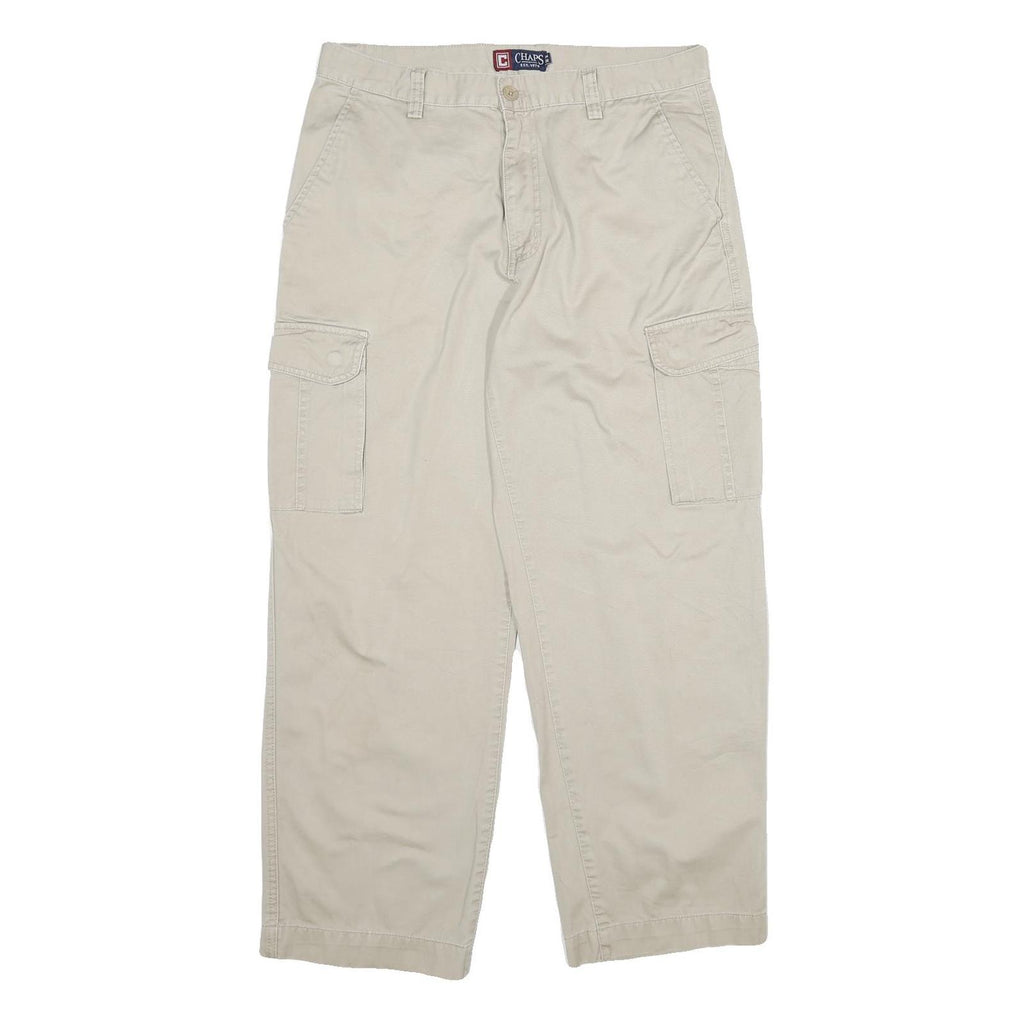 WRANGLER Mens Beige Regular Fit Cargo Trousers W34 L30 Cotton Zip Closure