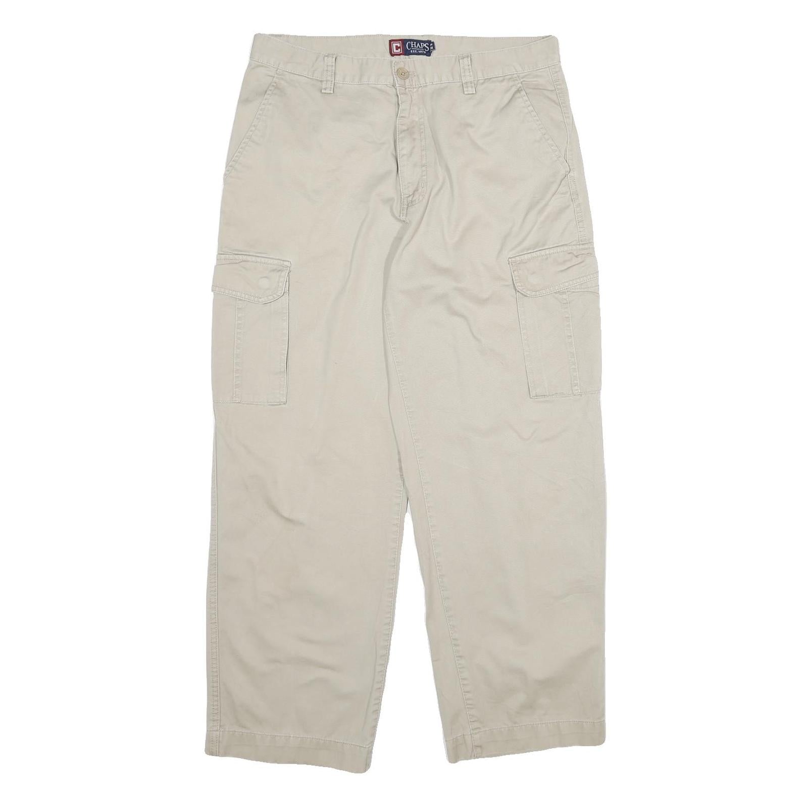 WRANGLER Mens Beige Regular Fit Cargo Trousers W34 L30 Cotton Zip Closure