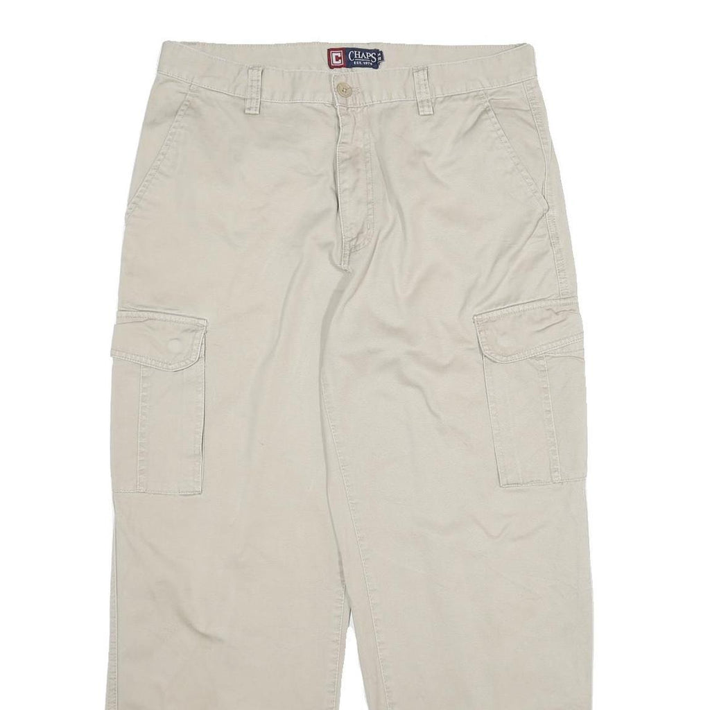 WRANGLER Mens Beige Regular Fit Cargo Trousers W34 L30 Cotton Zip Closure