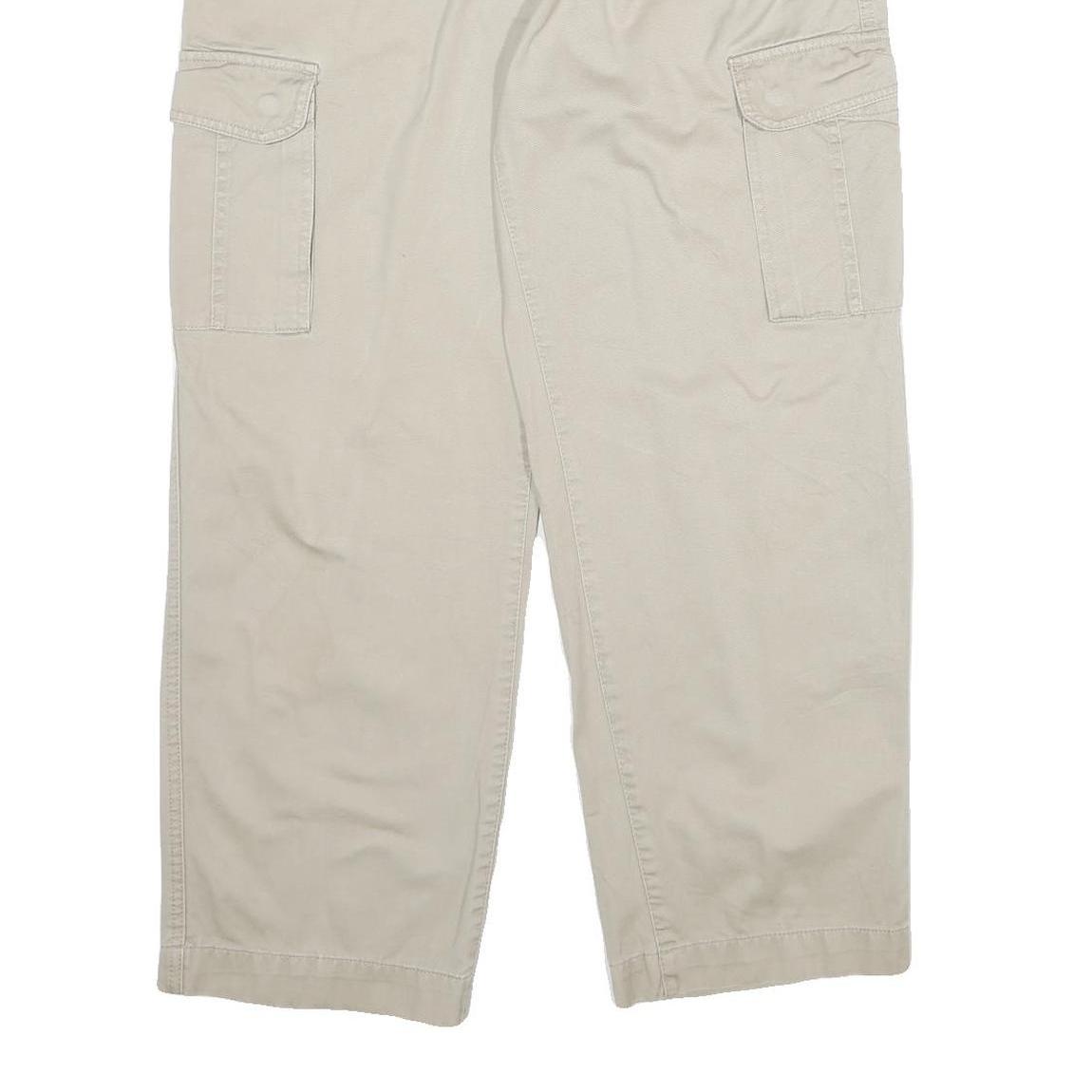 WRANGLER Mens Beige Regular Fit Cargo Trousers W34 L30 Cotton Zip Closure