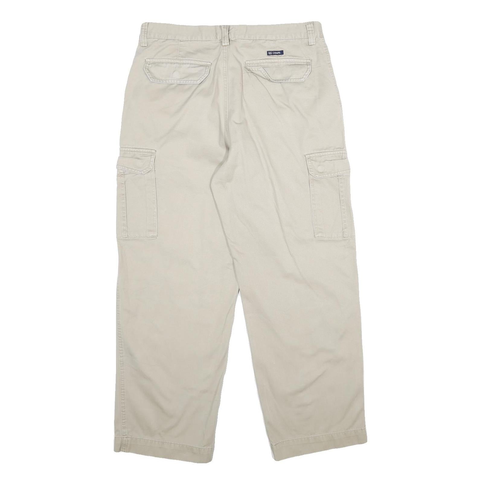 WRANGLER Mens Beige Regular Fit Cargo Trousers W34 L30 Cotton Zip Closure