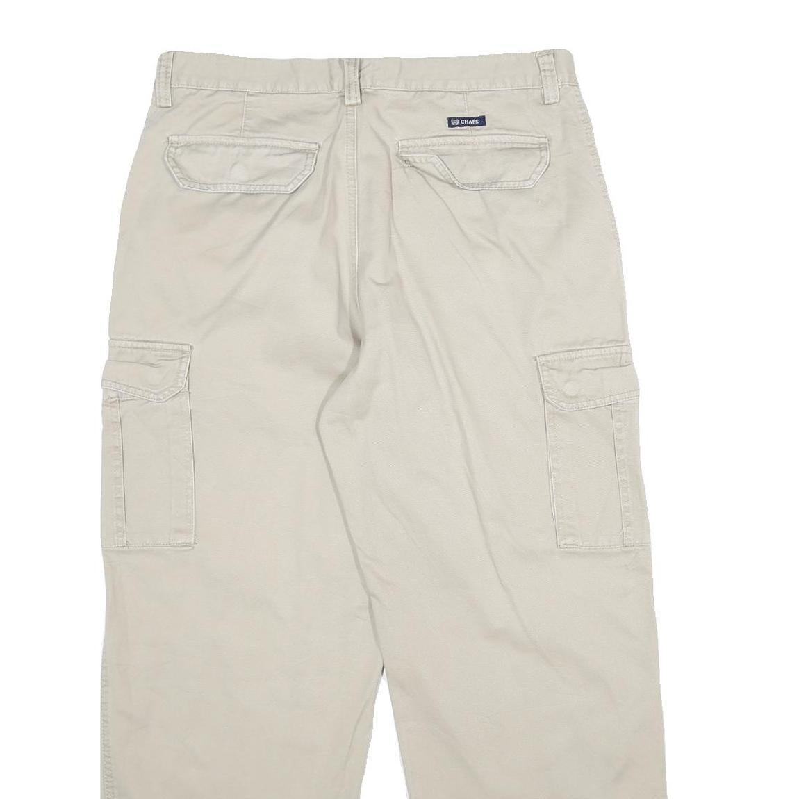 WRANGLER Mens Beige Regular Fit Cargo Trousers W34 L30 Cotton Zip Closure