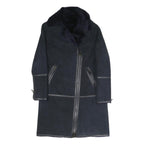 NOVE Womens Navy Blue Cotton Blend Long Sleeve Zip Jacket S Plain Stylish