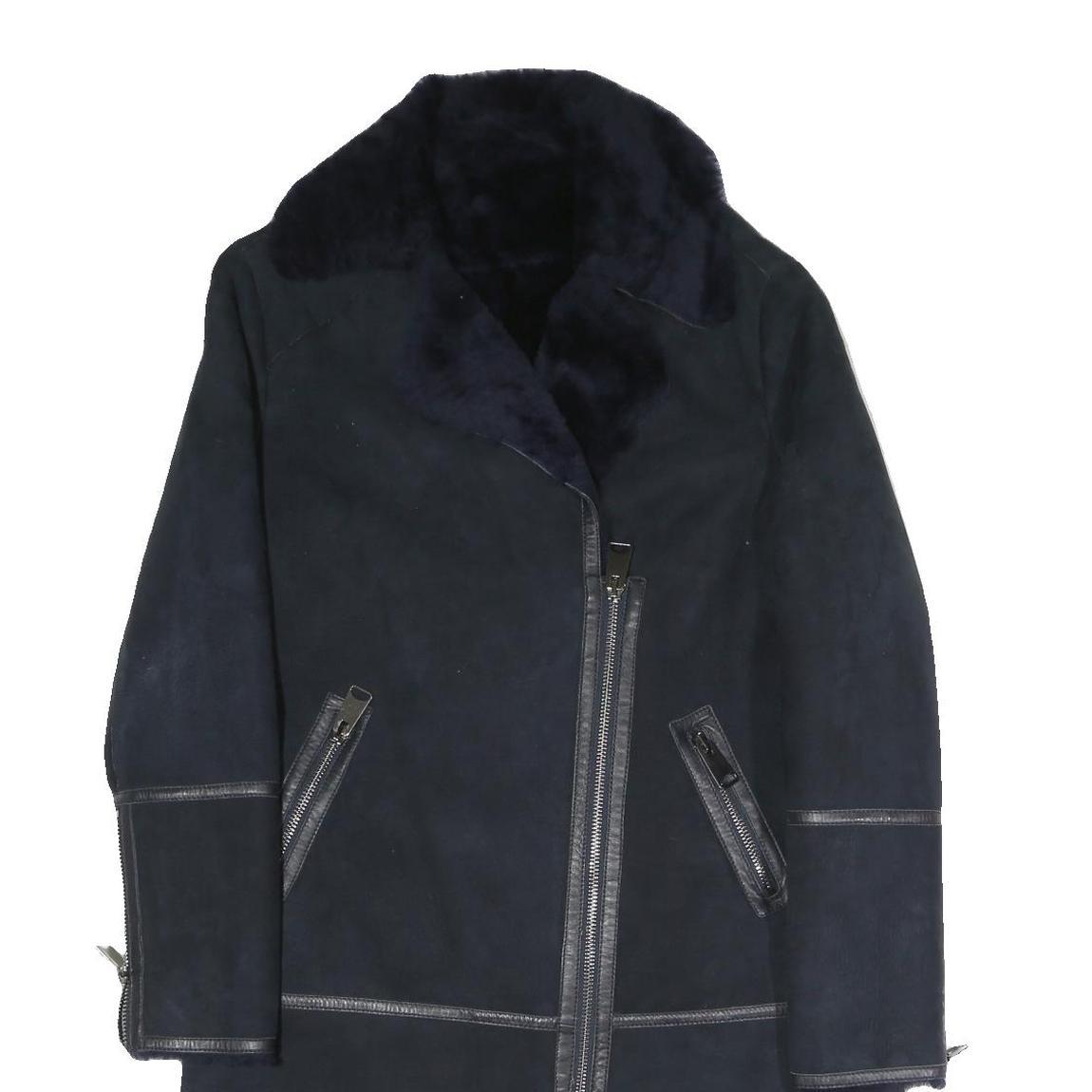 NOVE Womens Navy Blue Cotton Blend Long Sleeve Zip Jacket S Plain Stylish