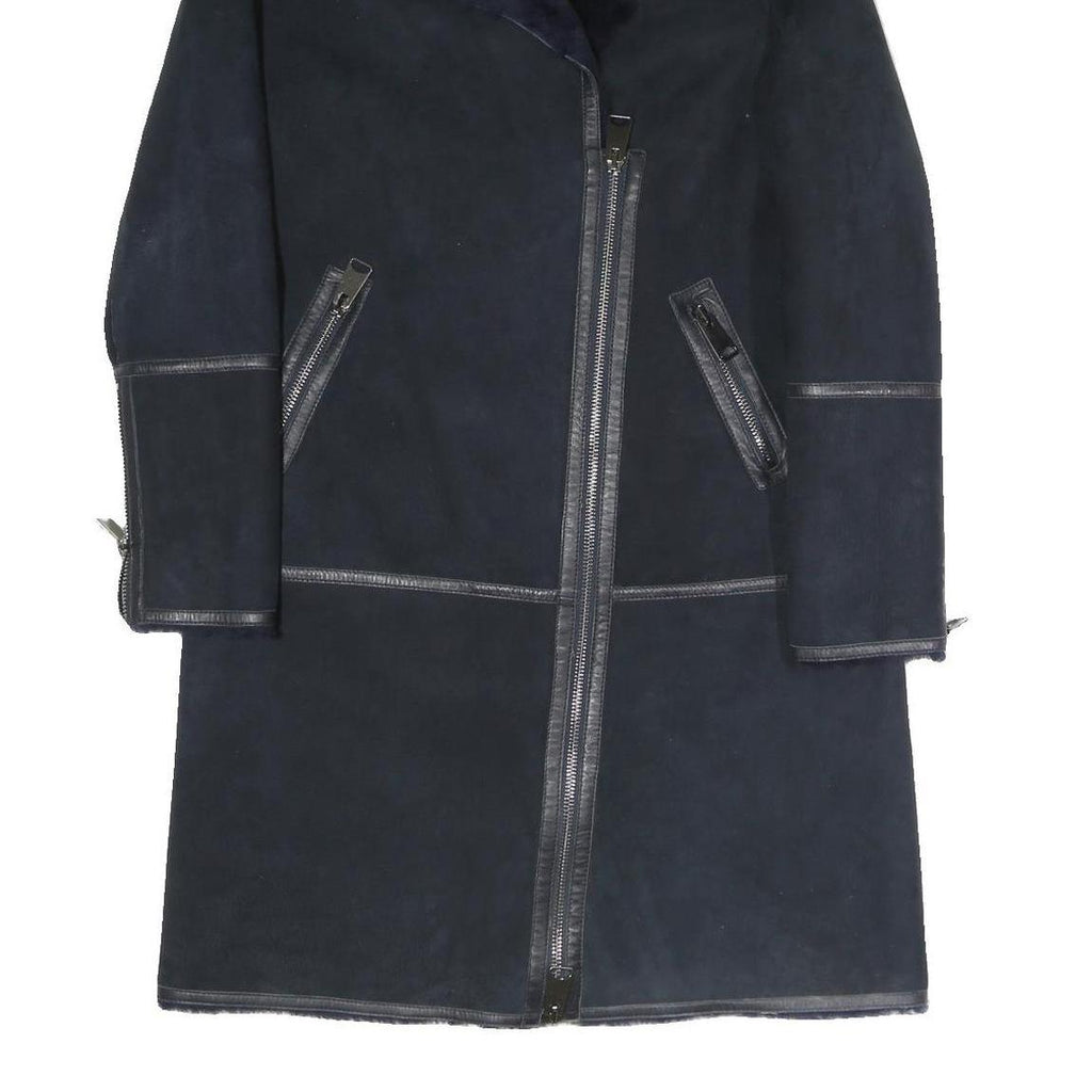 NOVE Womens Navy Blue Cotton Blend Long Sleeve Zip Jacket S Plain Stylish