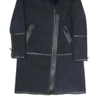 NOVE Womens Navy Blue Cotton Blend Long Sleeve Zip Jacket S Plain Stylish