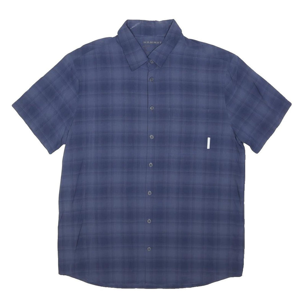 MAMMUT Mens Blue Check Shirt L Lightweight Breathable Outdoor Casual
