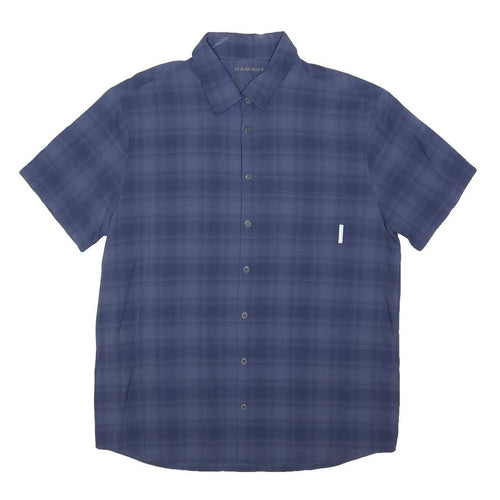 MAMMUT Mens Blue Check Shirt L Lightweight Breathable Outdoor Casual