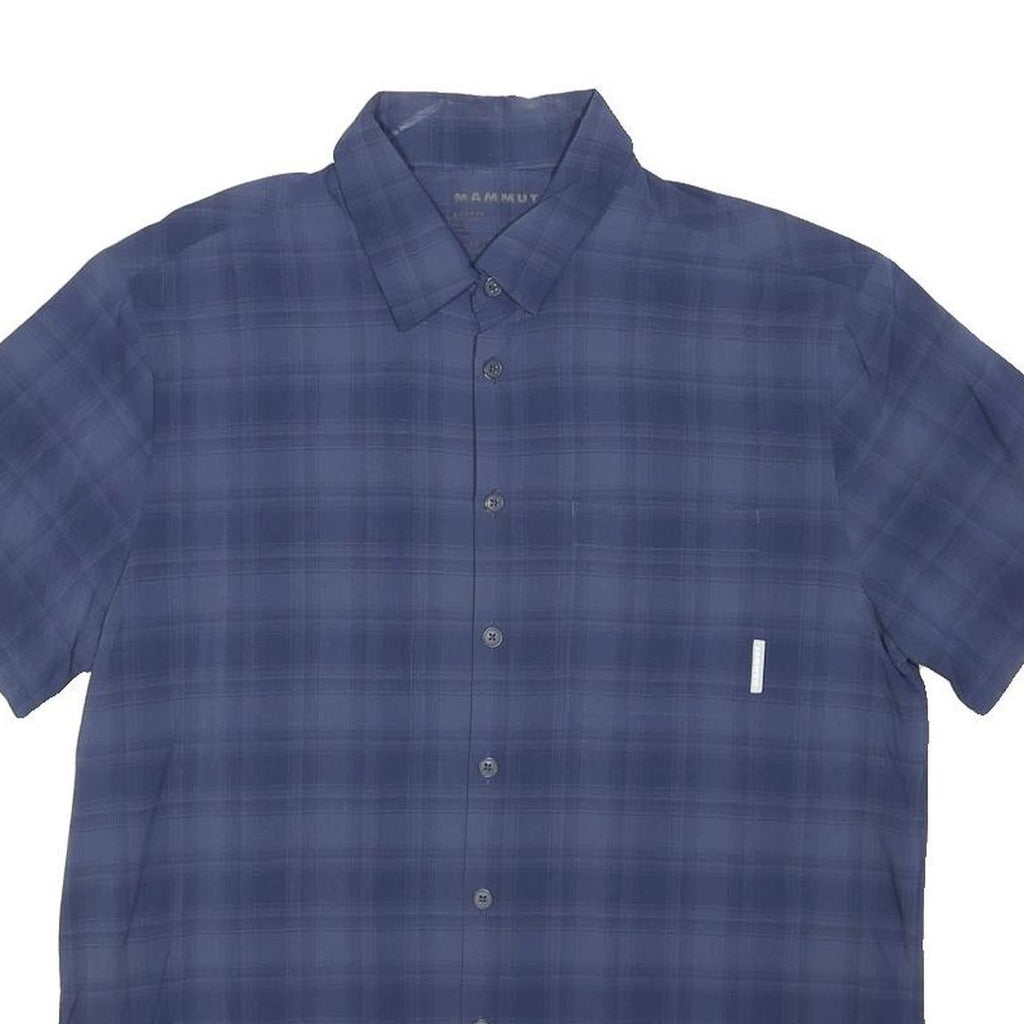 MAMMUT Mens Blue Check Shirt L Lightweight Breathable Outdoor Casual
