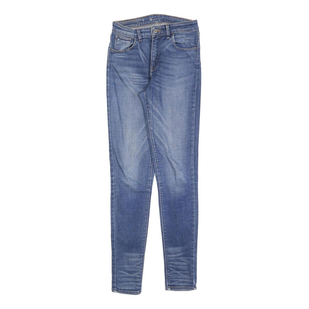 LEVI'S Womens Slim Jeans Blue Denim Cotton Blend Zip W26 L30 Stylish Faded