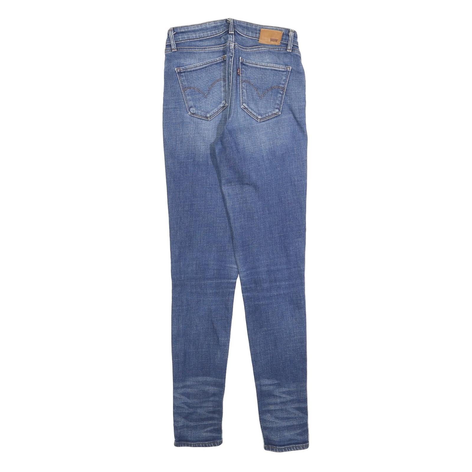 LEVI'S Womens Slim Jeans Blue Denim Cotton Blend Zip W26 L30 Stylish Faded