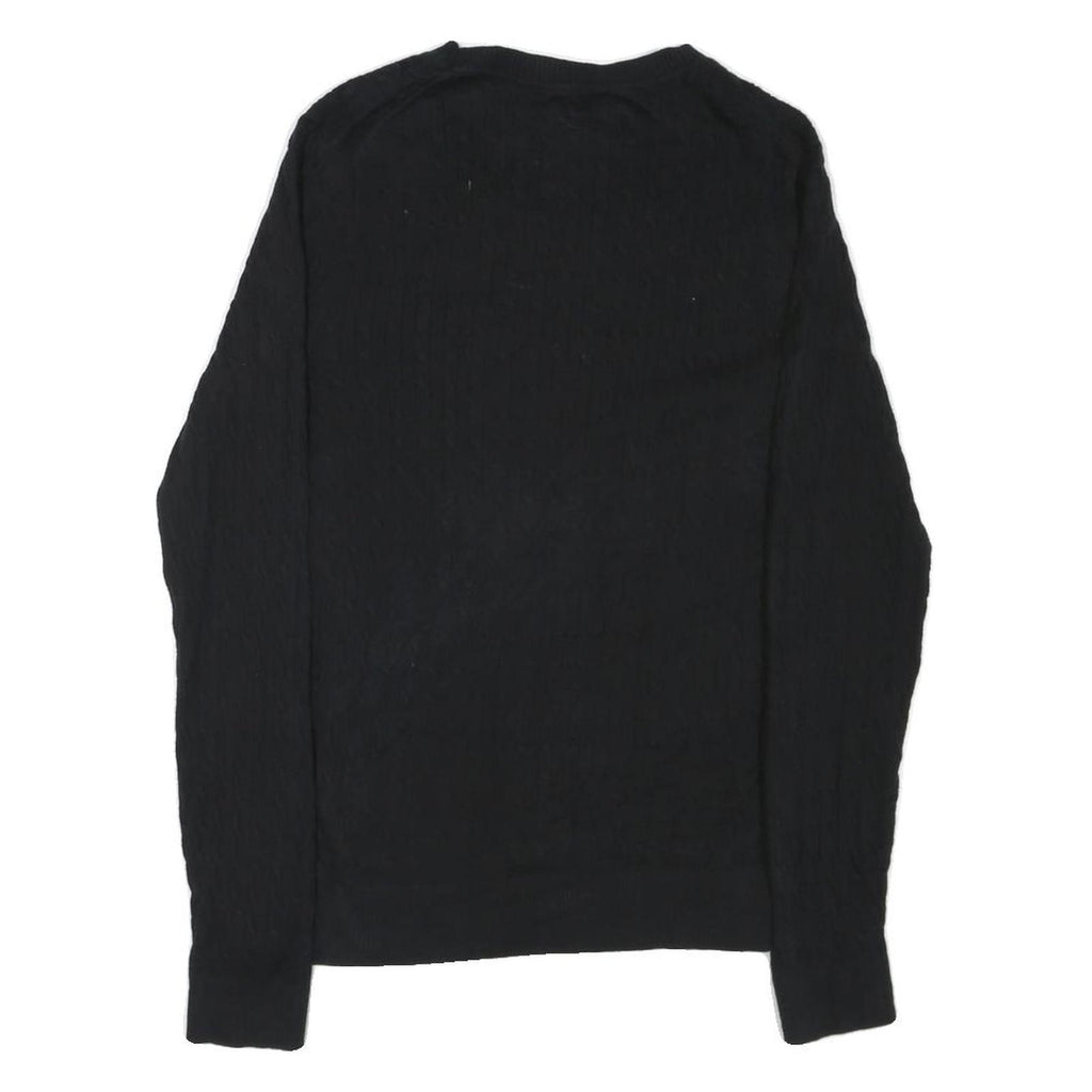 TOMMY HILFIGER Womens Black Plain Jumper Crew Neck Basic Knit 2XL Cotton Blend
