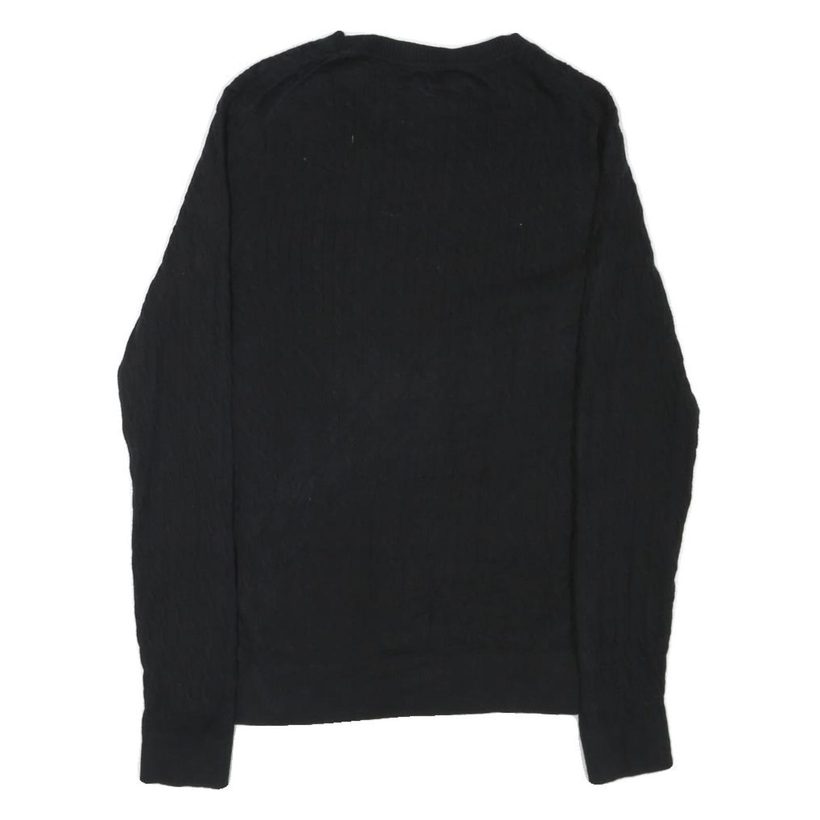 TOMMY HILFIGER Womens Black Plain Jumper Crew Neck Basic Knit 2XL Cotton Blend