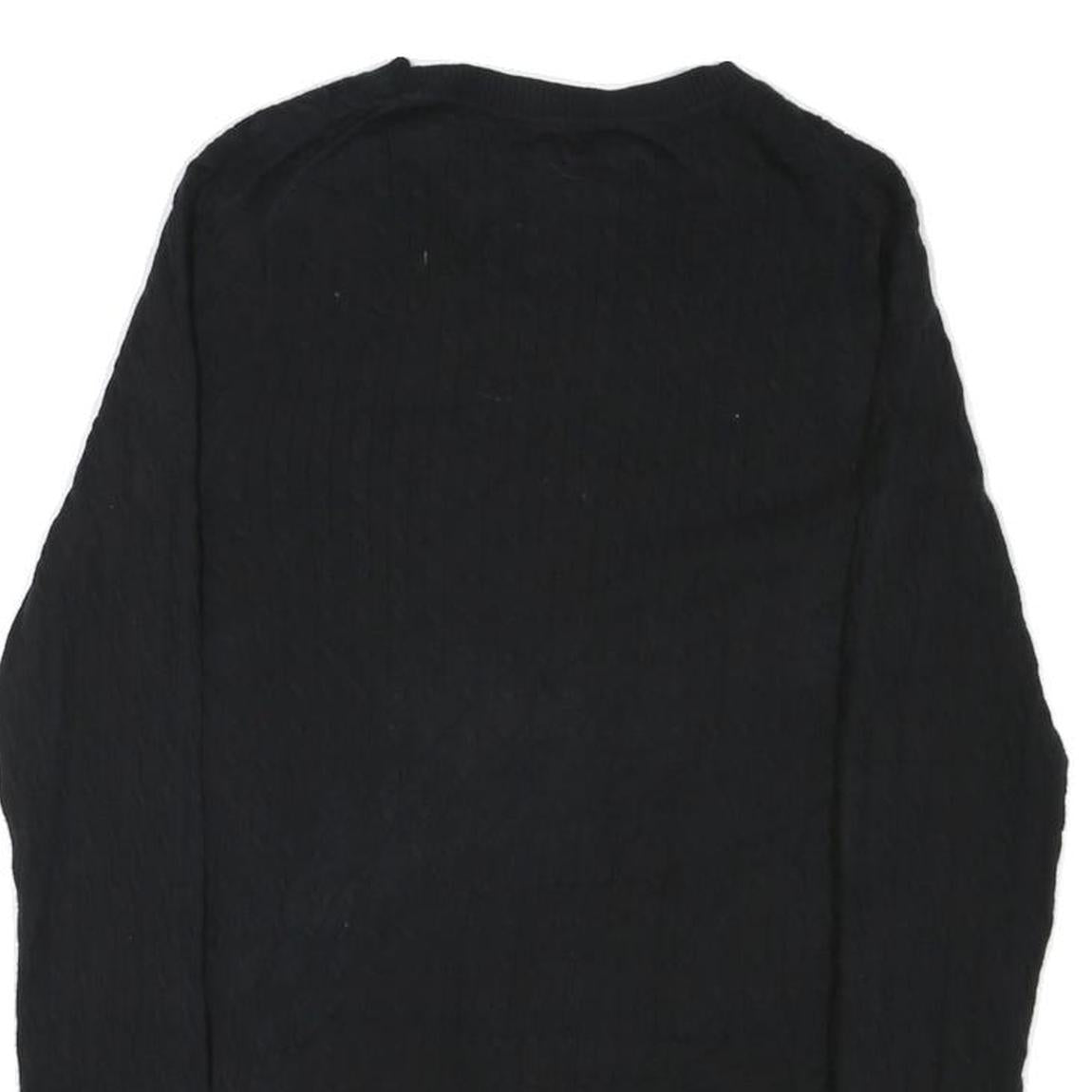 TOMMY HILFIGER Womens Black Plain Jumper Crew Neck Basic Knit 2XL Cotton Blend